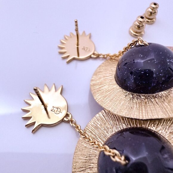 Milk Tooth Precipice Planet & Dagger Design Statement Earrings Sparkle Galaxy - Picture 10 of 15